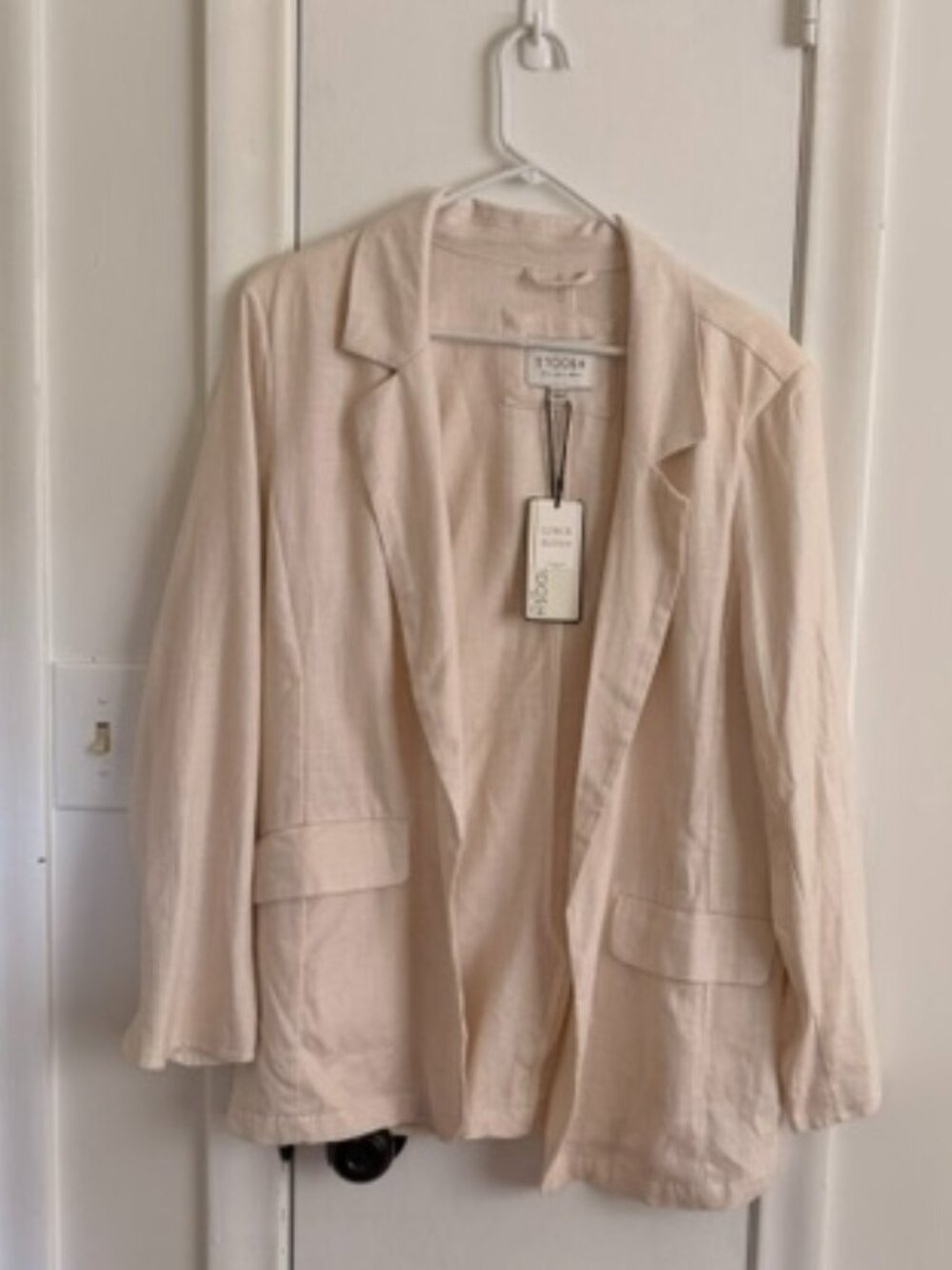 Stoosh Cream Open Front Notched Lapel Blazer